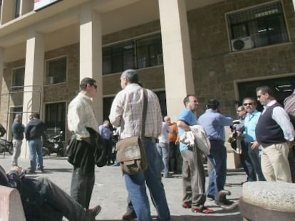 Protesta de extrabajadores de Delphi, en 2008.