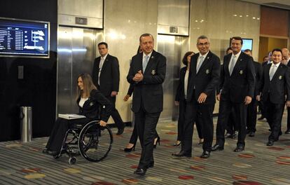 Los componentes de la delegación de Estambul en el Hilton.