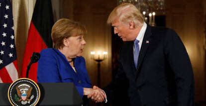 Angela Merkel y Donald Trump, el pasado 27 de abril en la Casa Blanca (Washington, EE UU).