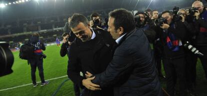 Luis Enrique i Eusebio, abans del partit.