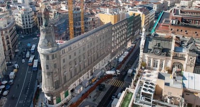 Obras de vaciado de los edificios de la Operación Canalejas.