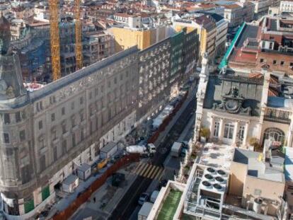 Obras de vaciado de los edificios de la Operación Canalejas.