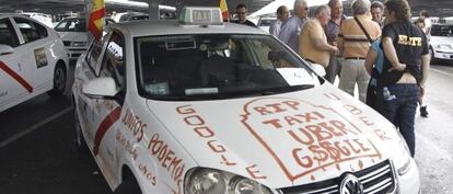 Una protesta de taxistas celebrada en octubre en Madrid.