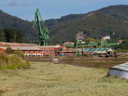 Vista del astillero Murueta, en la bahía de Urdaibai (Bizkaia), donde se proyecta uno de los edificios del Museo Guggenheim.