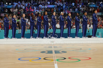 Las jugadoras estadounidenses, en el podio.