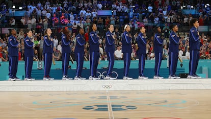 Las jugadoras estadounidenses, en el podio.
