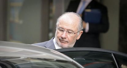 Rodrigo Rato, tras declarar en la Audiencia Nacional el 16 de octubre.