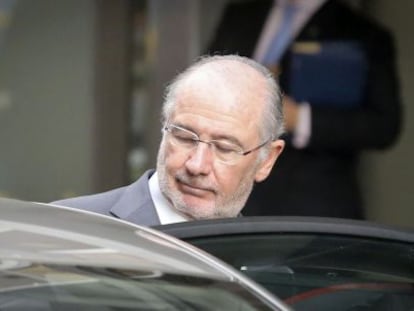 Rodrigo Rato, tras declarar en la Audiencia Nacional el 16 de octubre.