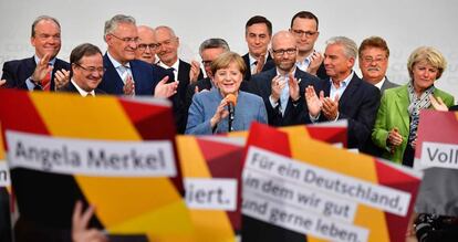 Angela Merkel, ayer en un evento en la sede de su partido en Berl&iacute;n.