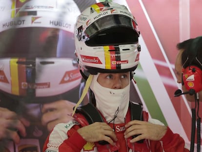 Vettel antes de la clasificación del Gran Premio de Malasia