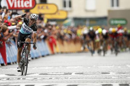 El ciclista alemán del Etixx Quick Step Tony Martin en el momento de ganar la cuarta etapa del Tour de Francia 2015.