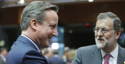 David Cameron and Mariano Rajoy in Brussels on Thursday.