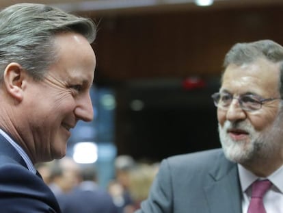 David Cameron and Mariano Rajoy in Brussels on Thursday.