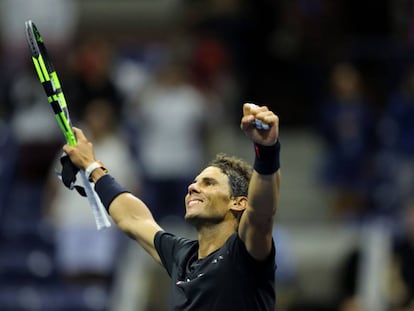 Rafael Nadal celebra la victoria frente a Taro Daniel.