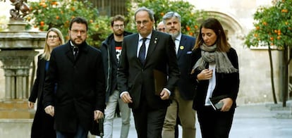 Torra, Aragonès y Budó, esta semana en el Palau de la Generalitat.