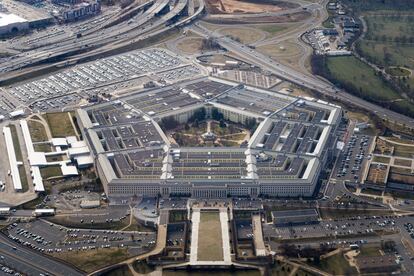 The Pentagon is seen from the air in Washington, U.S., March 3, 2022.