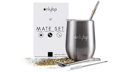 Kit completo de mate argentino con vaso de acero inoxidable de alta calidad