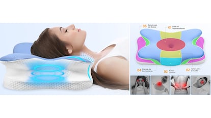 Esta almohada cervical alivia la tensión muscular.