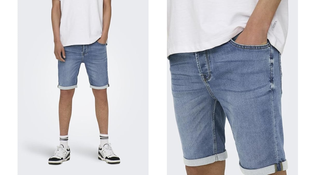 Estos pantalones cortos para hombre están hechos de algodón y elastano.