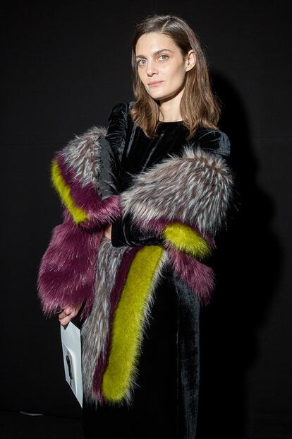 Marina Pérez en el backstage del desfile.