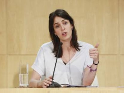 Rita Maestre, en rueda de prensa en el Ayuntamiento de Madrid.