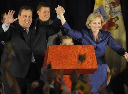 El republicano Chris Christie celebra su victoria en Nueva Jersey