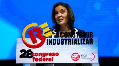 La ministra de Industria, Comercio y Turismo, Reyes Maroto, el 28º Congreso Federal UGT-Fica, este jueves.