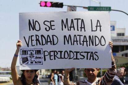 Periodistas realizan una protesta en Guadalajara (M&eacute;xico).