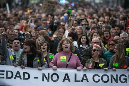 La manifestació dels treballadors de TMB.