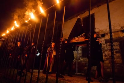 Recorrido de la procesión de los caracoles en O Castro en Galicia.