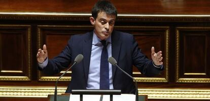 El primer ministro francés, Manuel Valls, este martes ante la Asamblea Nacional.