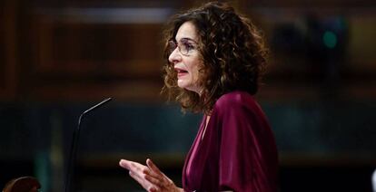 La ministra de Hacienda, María Jesús Montero, en el Congreso. Pablo Monge