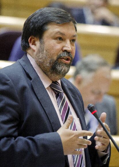 Francisco Caamaño, durante su intervención en la sesión de control al Ejecutivo, esta tarde en el Senado.