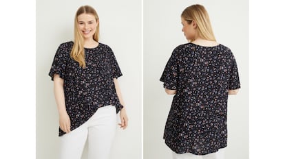 Blusa de manga corta floreada para mujer en talla grande a la venta en C&A.