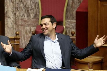 El primer ministro Alexis Tsipras, durante la votación.