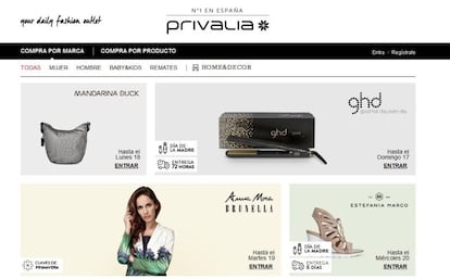 La p&aacute;gina web de Privalia