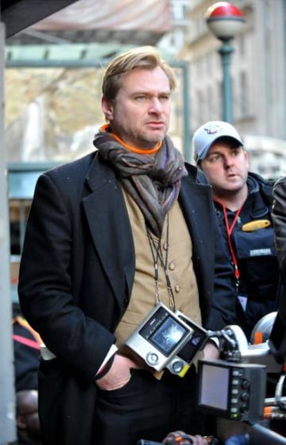 Christopher Nolan, en el set de rodaje de 'El caballero oscuro'.