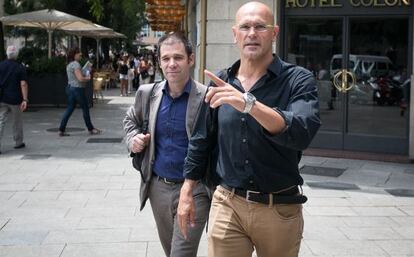 Raül Romeva, avui, després de reunir-se amb el president Mas.