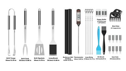 kit barbacoa, accesorios para barbacoa, utensilios para barbacoa, set barbacoa, pinzas barbacoa