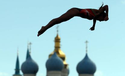 Jiménez durante una competencia en Rusia.