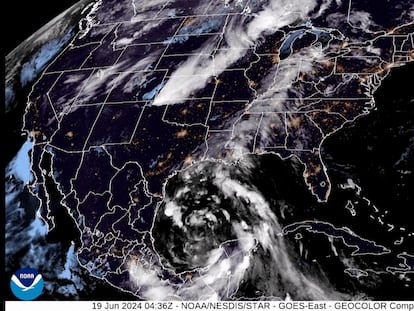 La tormenta Alberto en una imagen satelital.