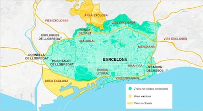 Mapa de la zona de bajas emisiones de Barcelona