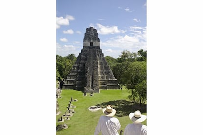 El Templo del Gran Jaguar en las ruinas de Tikal, en Guatemala.