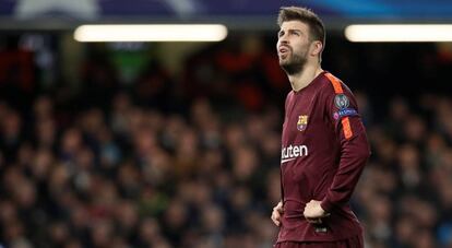 Gerard Piqué, en el partit de Champions contra el Chelsea.