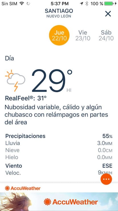 Accuweather es un clásico en todo móvil viajero que se precie: la <i>app</i> provee de información meteorológica a más de 1.500 millones de usuarios con un nivel altísimo de exactitud, tanto en sus previsiones a corto como a largo plazo. Disponible en iOS y Android.