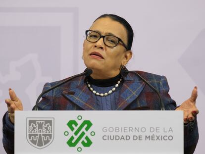 Rosa Icela Rodríguez, en una rueda de prensa el año pasado.