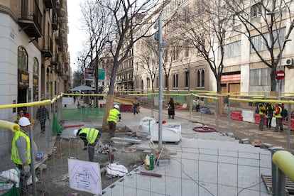 Obras públicas en Barcelona.