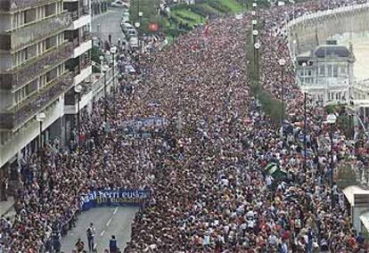 Una imagen de la marcha que hoy ha recorrido San Sebastián.