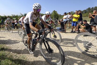 Alejandro Valverde, durante el Mundial de gravel.