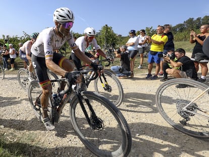 Alejandro Valverde, durante el Mundial de gravel.